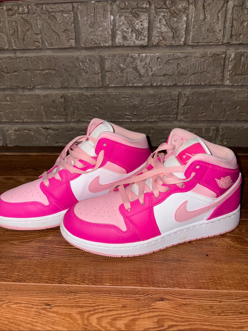 Jordan Pink and White High-Top Sneakers